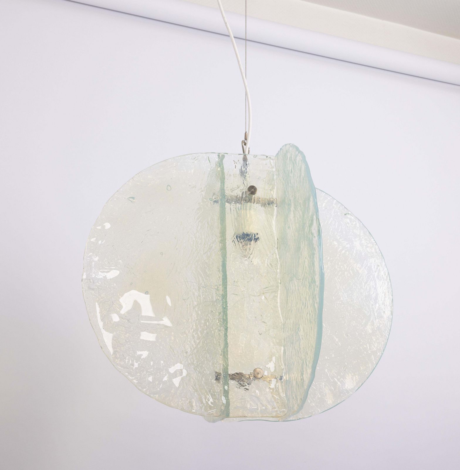 Stunning Clear Blue Murano Pendant Light Design Carlo Nason By Mazzega, 1970s photo 2665.0