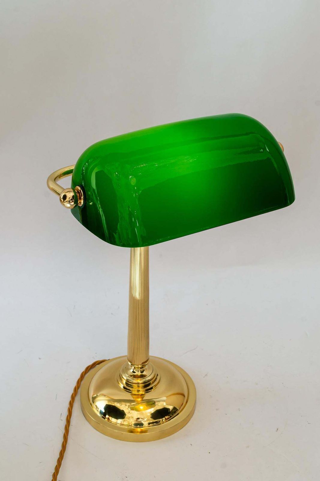 Lighting Art Deco Banker Lamp With Green Glass Shade Vienna Around 1920s photo