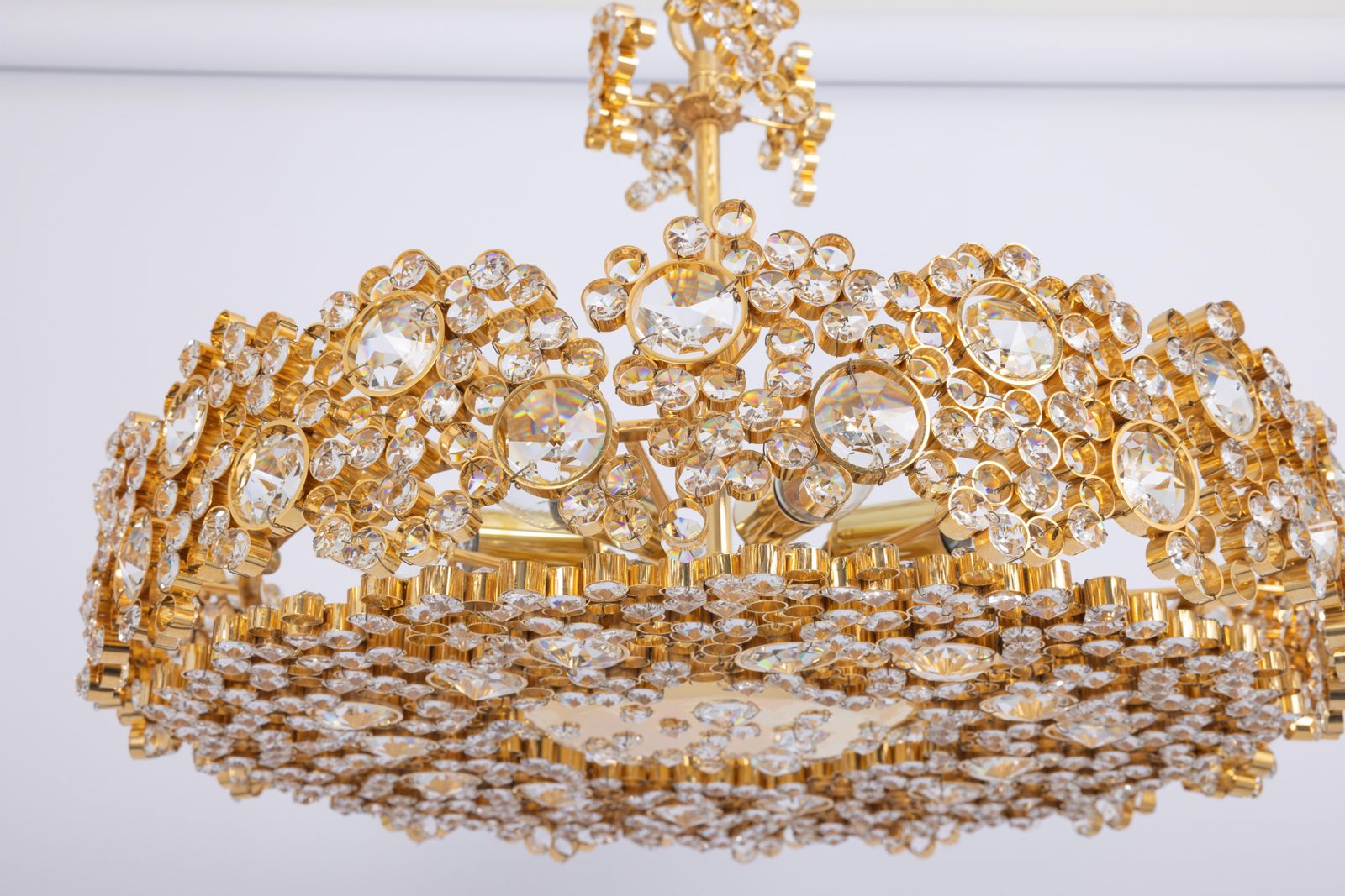 Gilt Brass And Crystal Glass Encrusted Chandeliers By Palwa, Germany, 1970s photo furniture