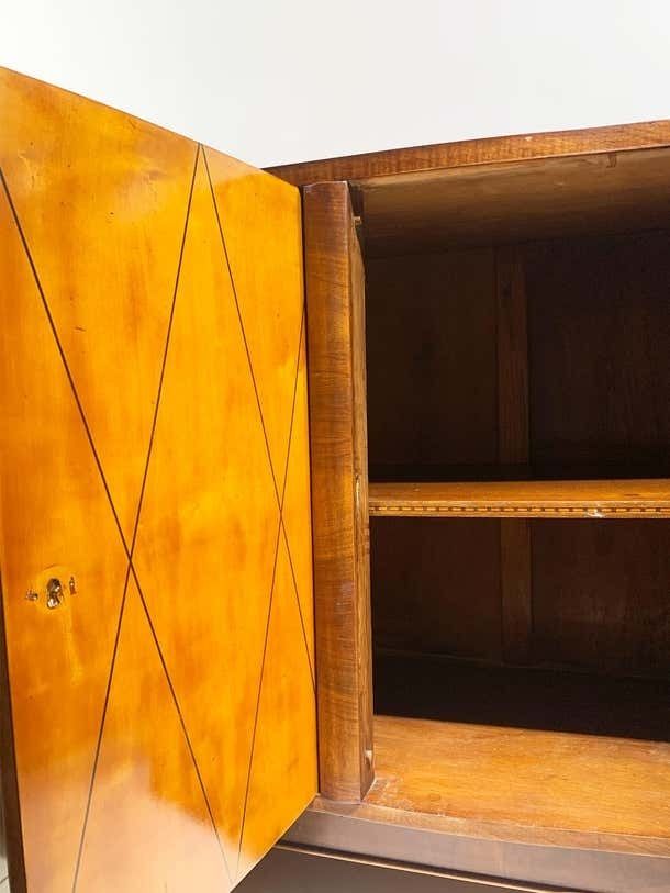 6394.0 Mid Century French Art Deco Sideboard With Diamond Marquetry And Brass Details photo