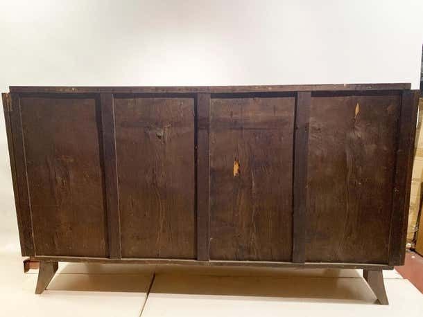 photo vinterior Mid Century French Art Deco Sideboard With Diamond Marquetry And Brass Details