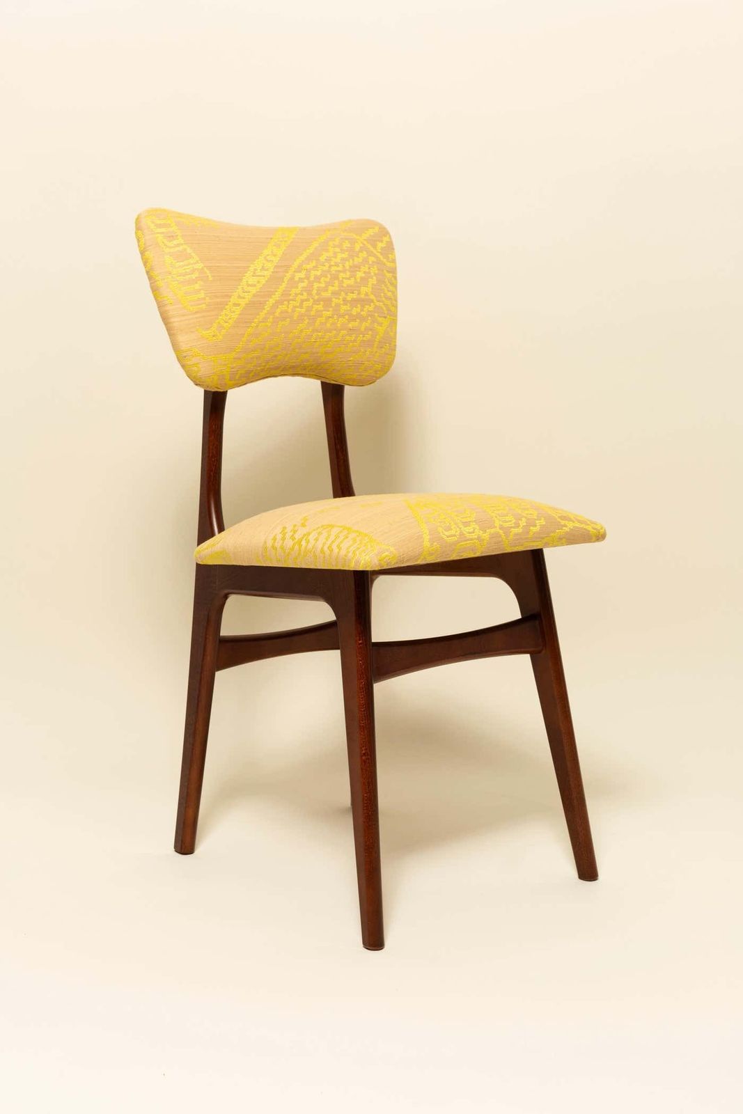 Eight Mid Century Butterfly Chairs, Beige Tiger Silk By Dedar, Walnut Wood, 1960 photo furniture