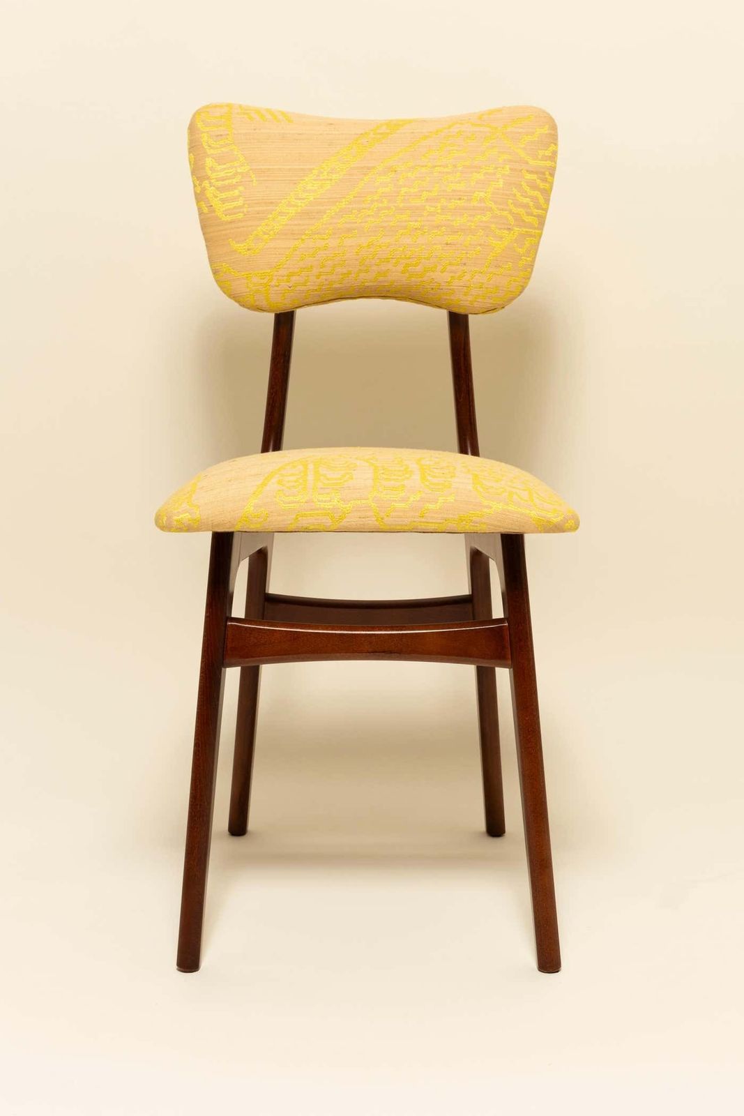 Eight Mid Century Butterfly Chairs, Beige Tiger Silk By Dedar, Walnut Wood, 1960 photo 6660.0