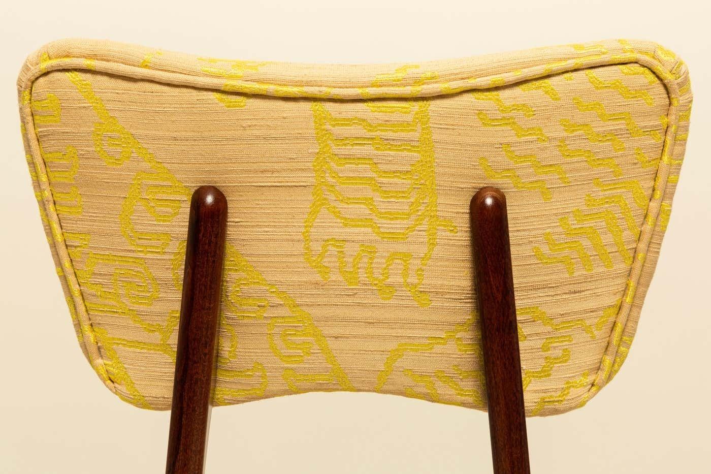 photo vintage Eight Mid Century Butterfly Chairs, Beige Tiger Silk By Dedar, Walnut Wood, 1960