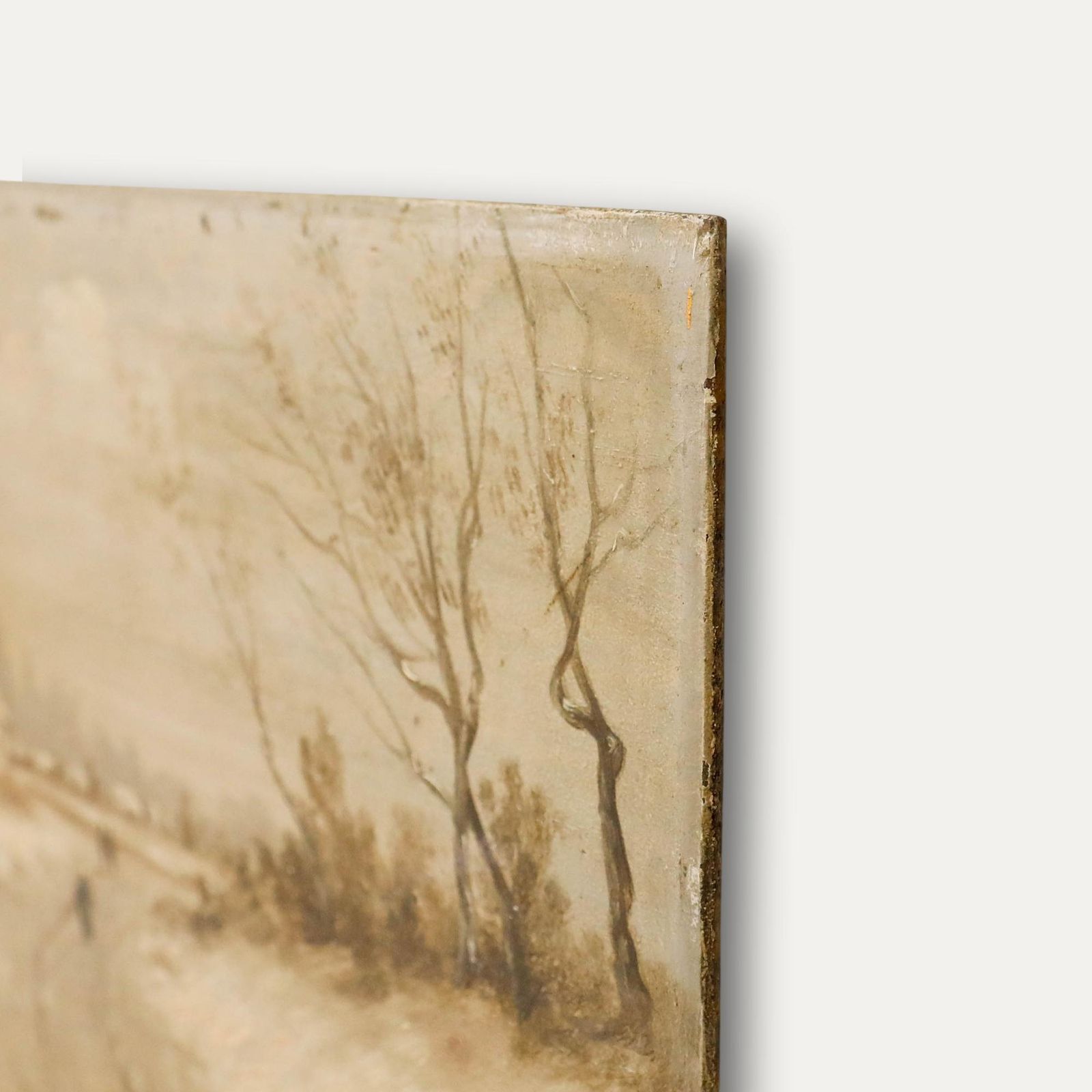 19th Century Oil   Walking Through The Snow photo 395.0