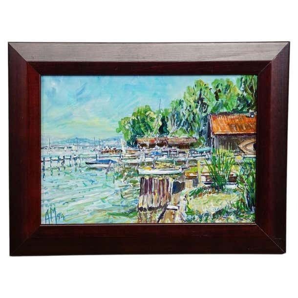 Fraueninsel, Eastern Shore – Oil Painting By Alexander Michael, 1994