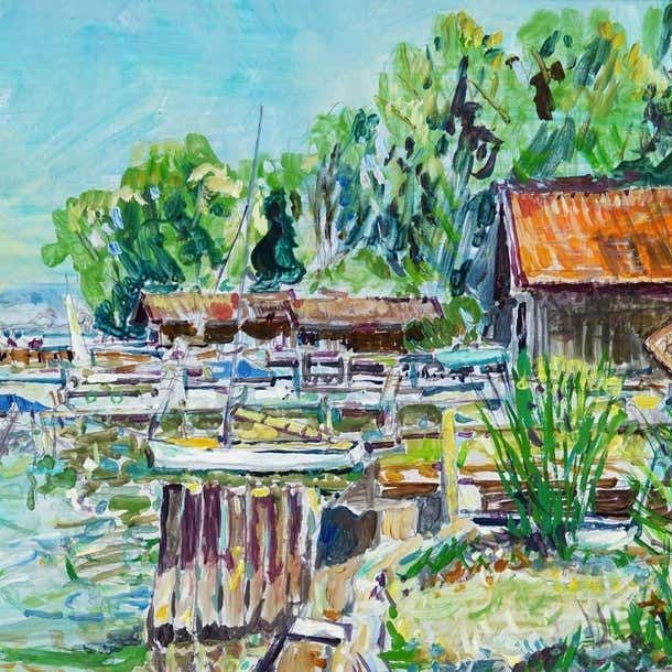 Fraueninsel, Eastern Shore – Oil Painting By Alexander Michael, 1994 photo vinterior