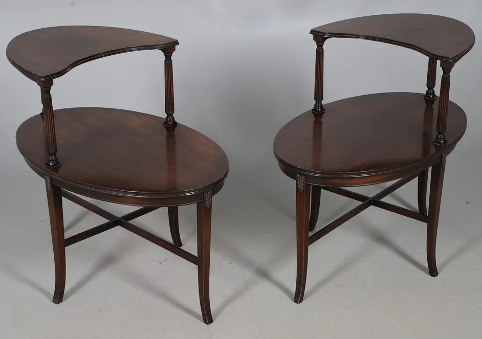 Rare Antique Matching Pair Tiered Tables Ferguson Brothers Hoboken photo furniture