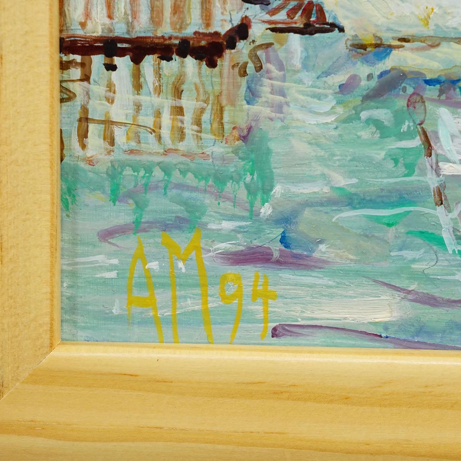 Oil Painting By Alexander Michael Boathouse Lake Chiemsee  1994 photo 188.0