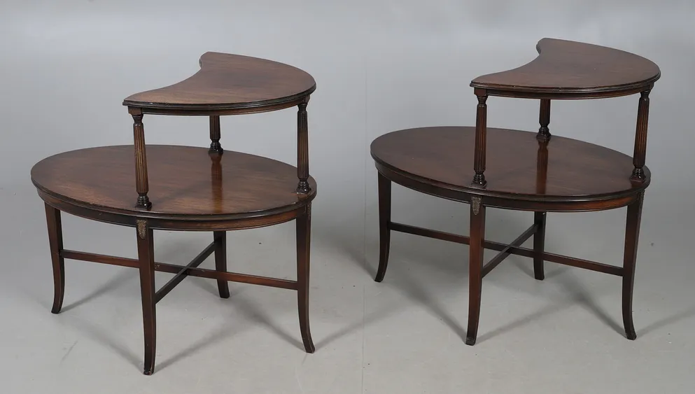 Rare Antique Matching Pair Tiered Tables Ferguson Brothers Hoboken photo 1450.0