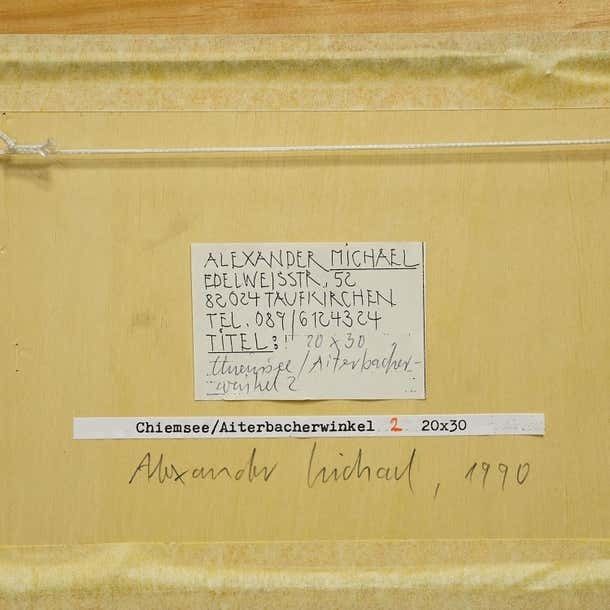 Lake Chiemsee – Oil Painting By Alexander Michael, 1990 photo vintage
