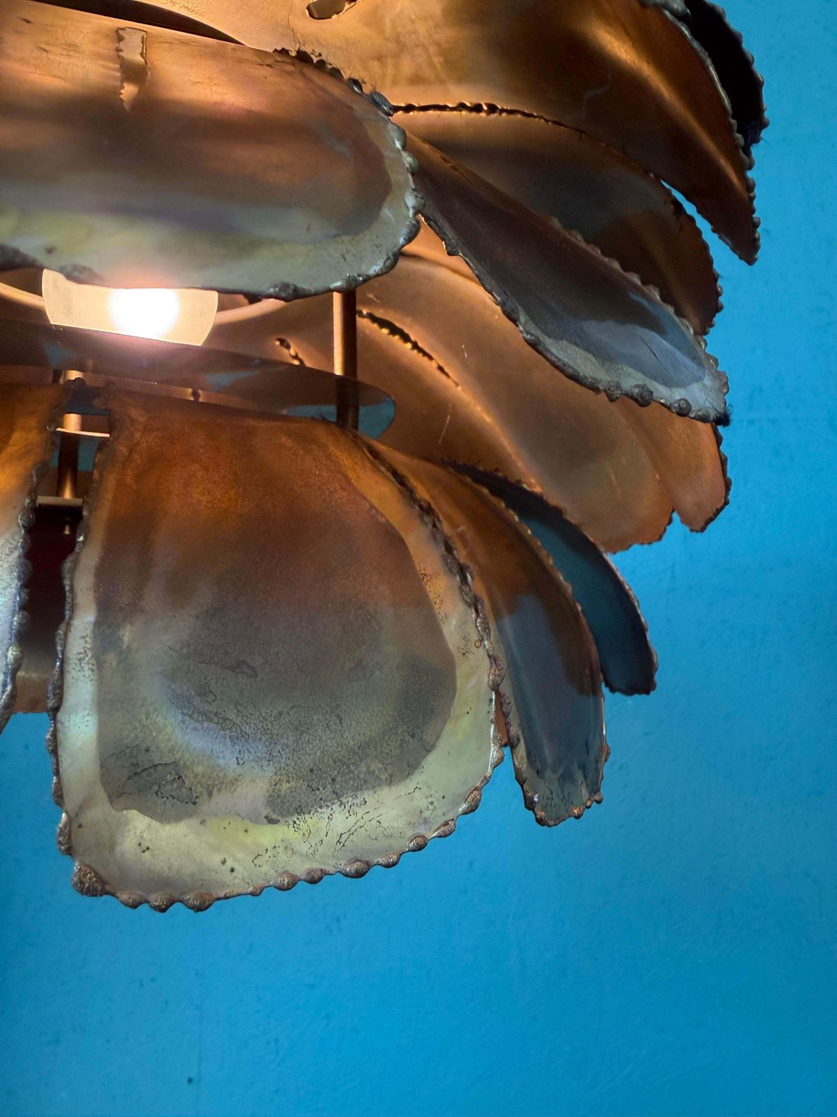 Mid Century Modern Brutalist Artichoke Pendent By Sven åge Holm Sørensen photo vintage