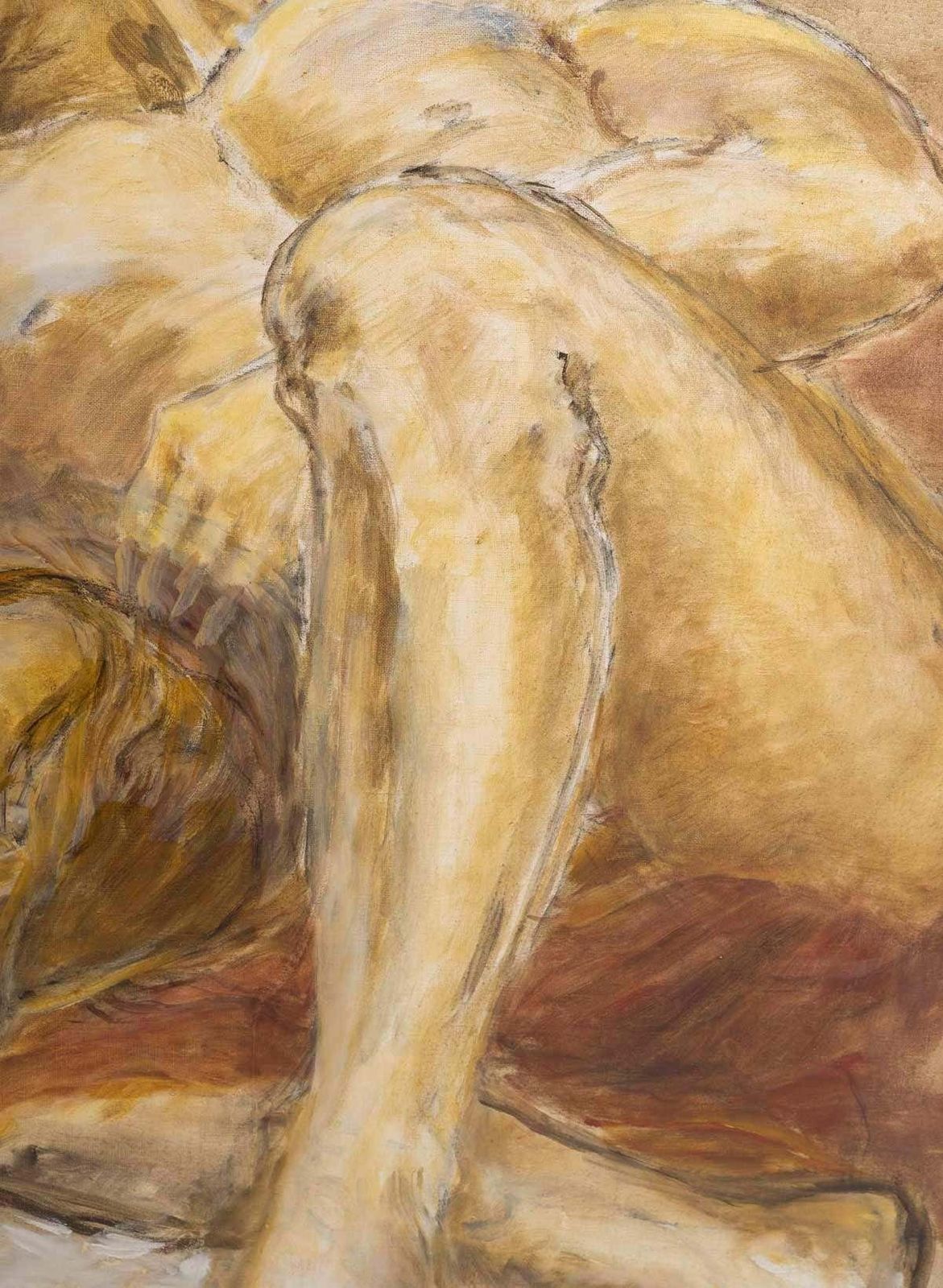 Oil Painting On Canvas By Evelyne Luez, Depicting A Man And A Woman Lying Down. photo 2534.0