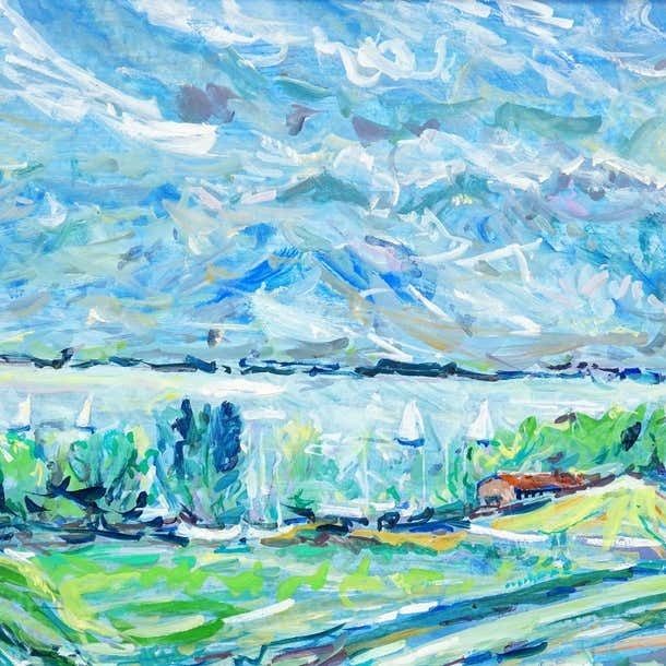 Gollenshausen, Chiemsee – Olieverfschilderij Van Alexander Michael, 1994 photo vinterior