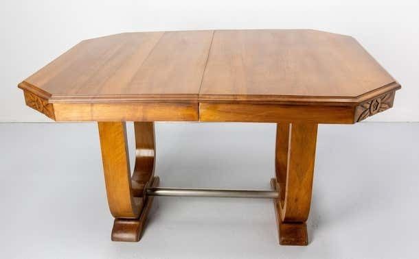 Dining Walnut Table With Central Extension Art Déco Period, Circa 1930 France photo for sale