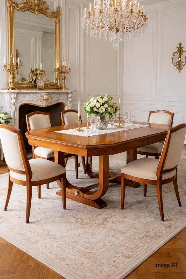 Furniture Dining Walnut Table With Central Extension Art Déco Period, Circa 1930 France photo