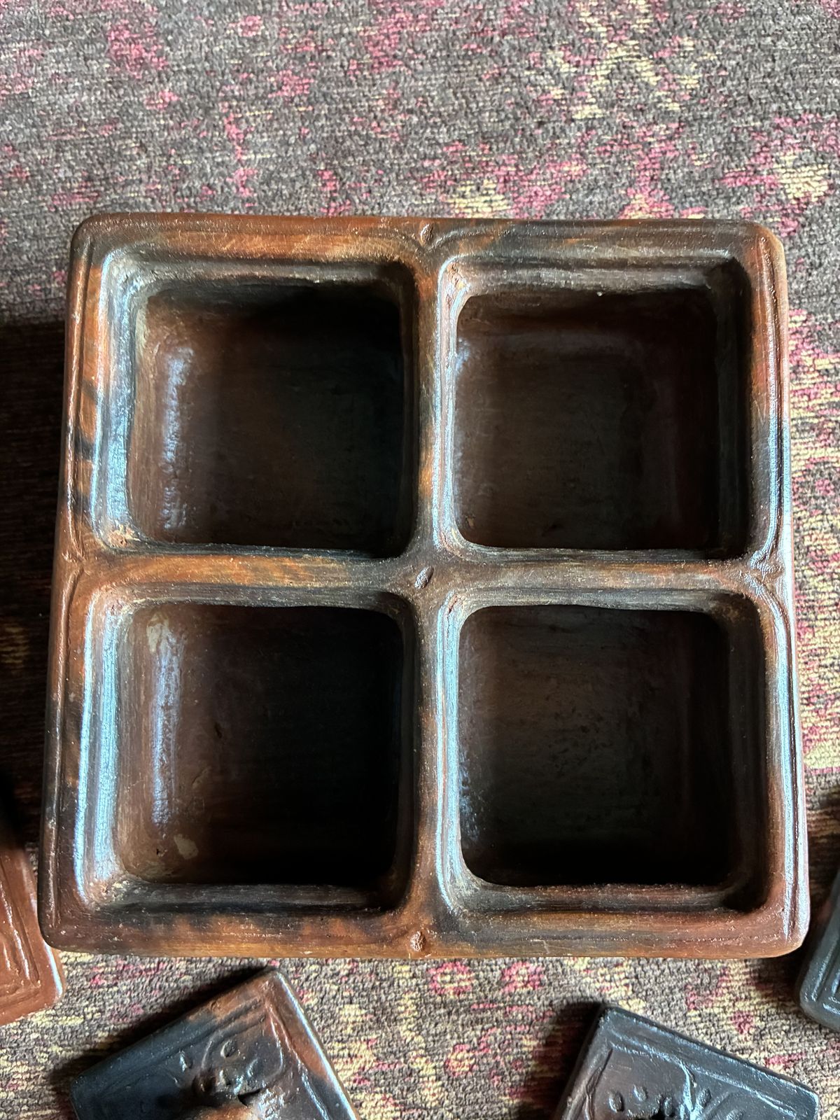 Vintage Sasak Pottery Spice Box    Lombok, Indonesia    Handcrafted Ceramic With Lidded Compartments photo Art
