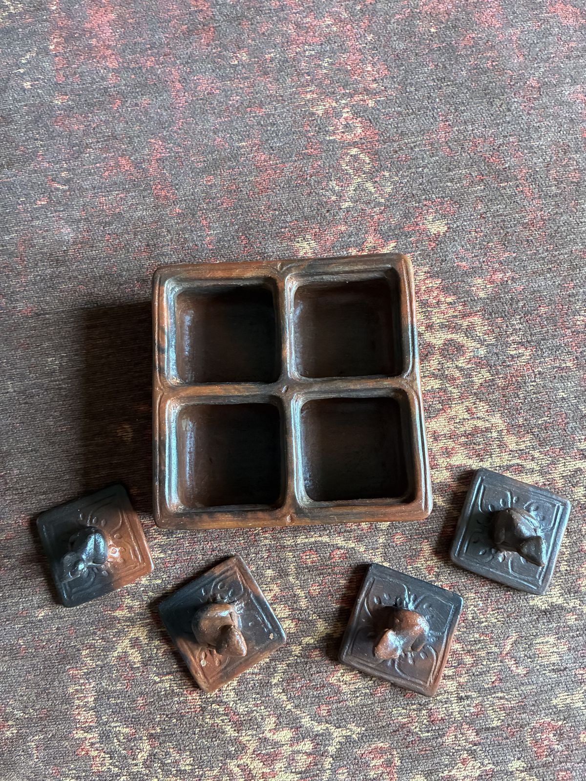 Vintage Sasak Pottery Spice Box    Lombok, Indonesia    Handcrafted Ceramic With Lidded Compartments photo buy