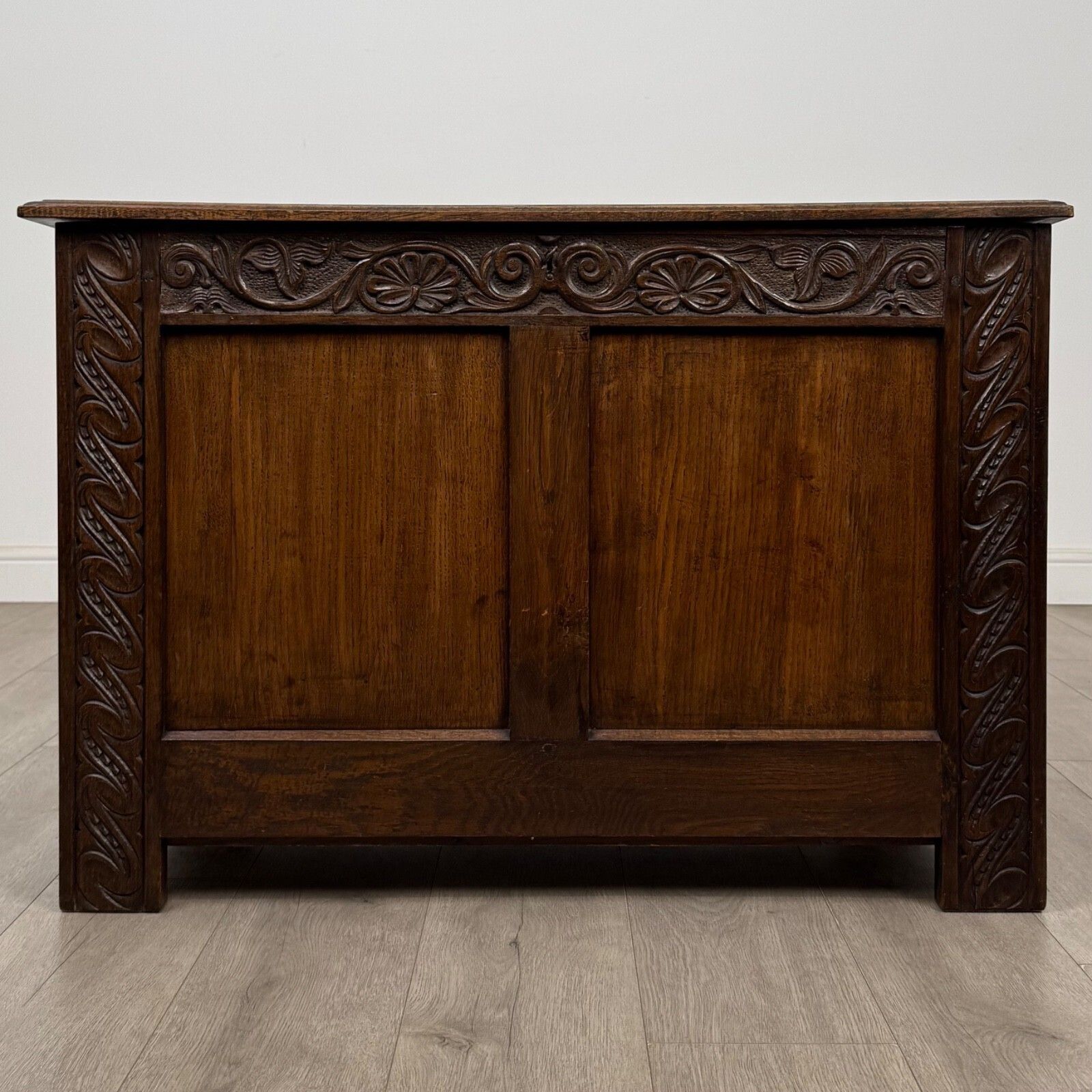 Antique 19th Century Victorian Carved Oak Blanket Box ( Af 5400 )