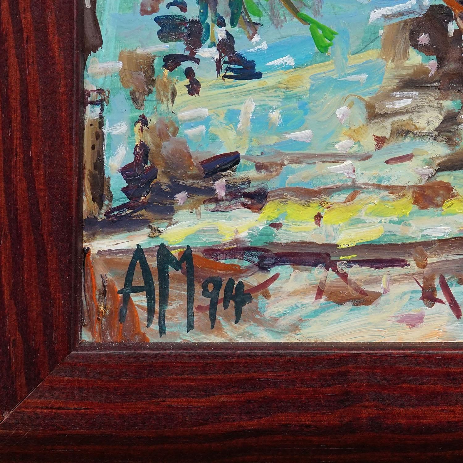 Olieverfschilderij Van Alexander Michael – Fraueninsel Jetty 1994 photo 188.0