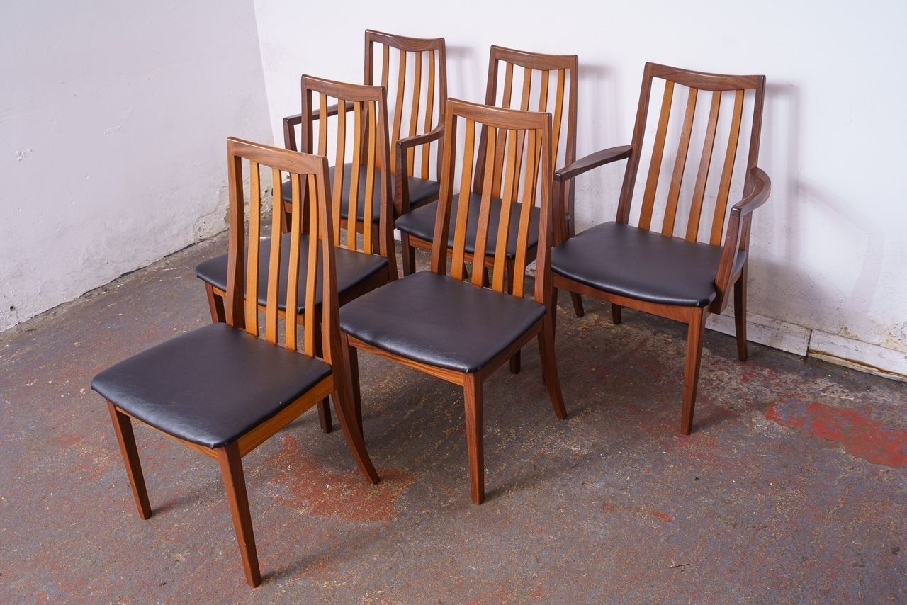 photo vintage 6 Newly Upholstered G Plan Mid Century Teak Dining Chairs