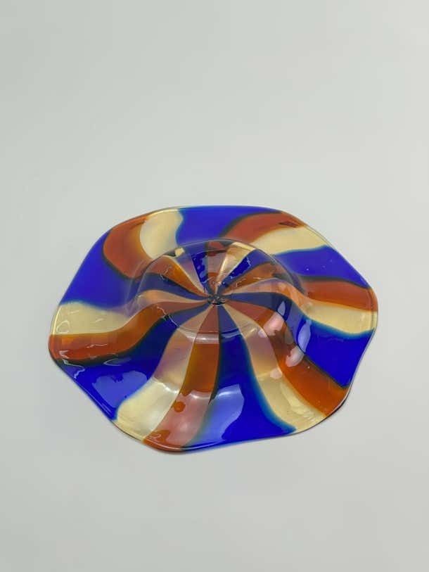 Murano Striped Art Glass Candy Dish, Fratelli Toso, 1970s Italy photo buy