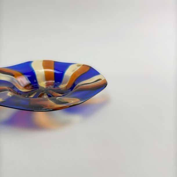 photo furniture Murano Striped Art Glass Candy Dish, Fratelli Toso, 1970s Italy