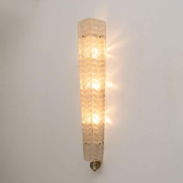 Pair Of Art Deco Style Brass And Murano Glass Gold Grit Sconces photo Lighting