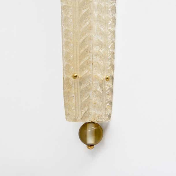 Pair Of Art Deco Style Brass And Murano Glass Gold Grit Sconces photo vinterior