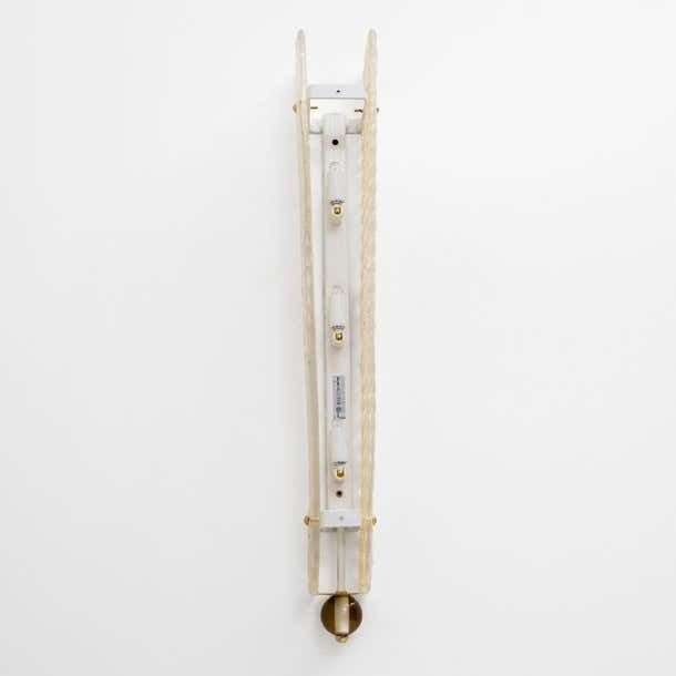 Pair Of Art Deco Style Brass And Murano Glass Gold Grit Sconces photo vintage