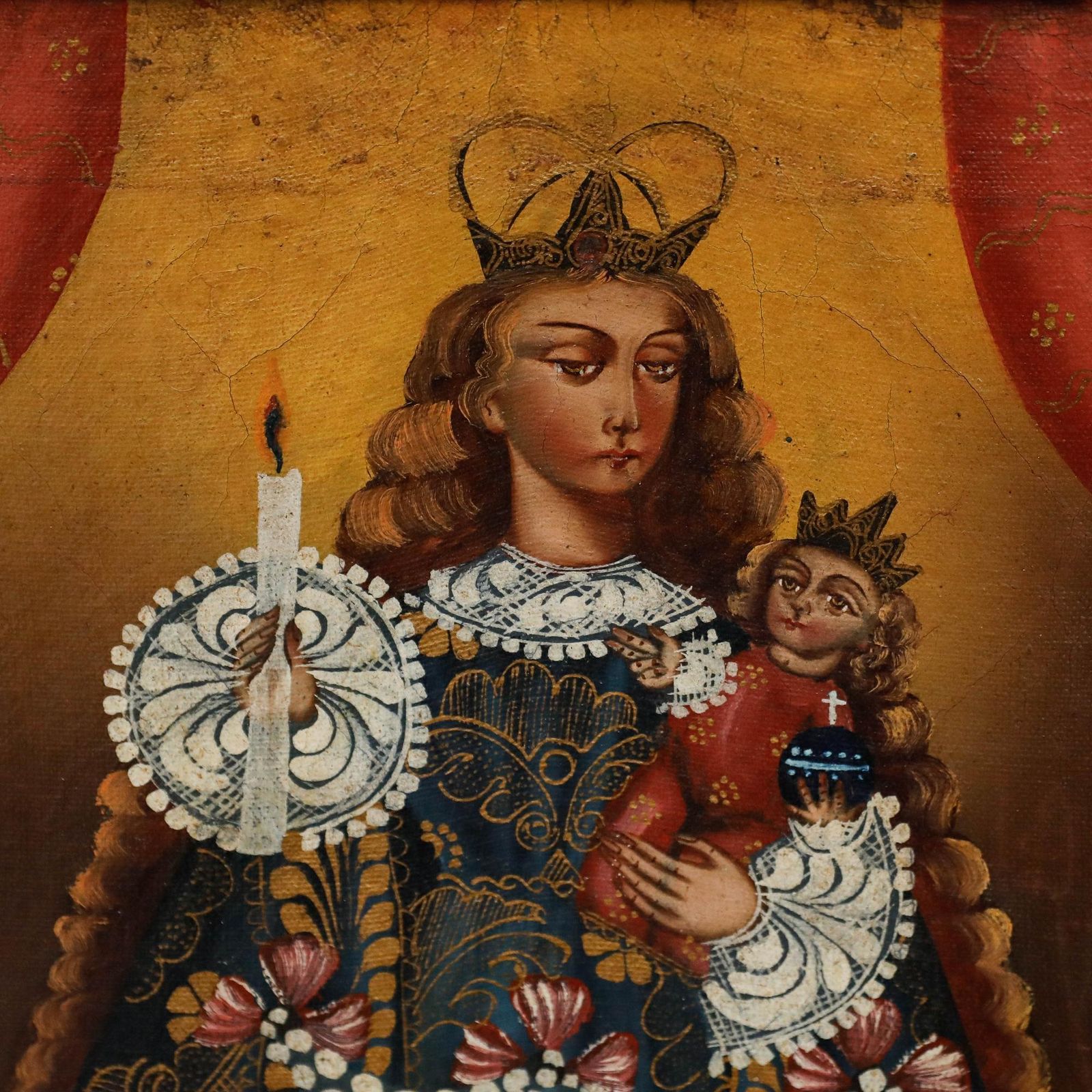 Cuzco School Early 20th Century Oil   Our Lady Of Candlemas photo buy