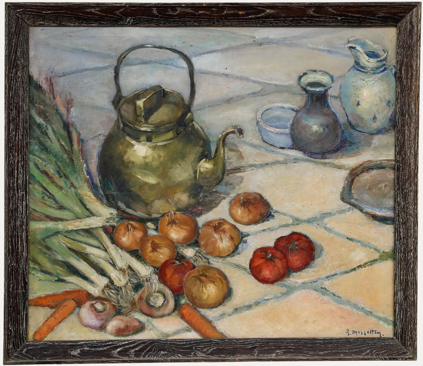 G. Missotten   Framed Early 20th Century Oil, Still Life With Brass Kettle