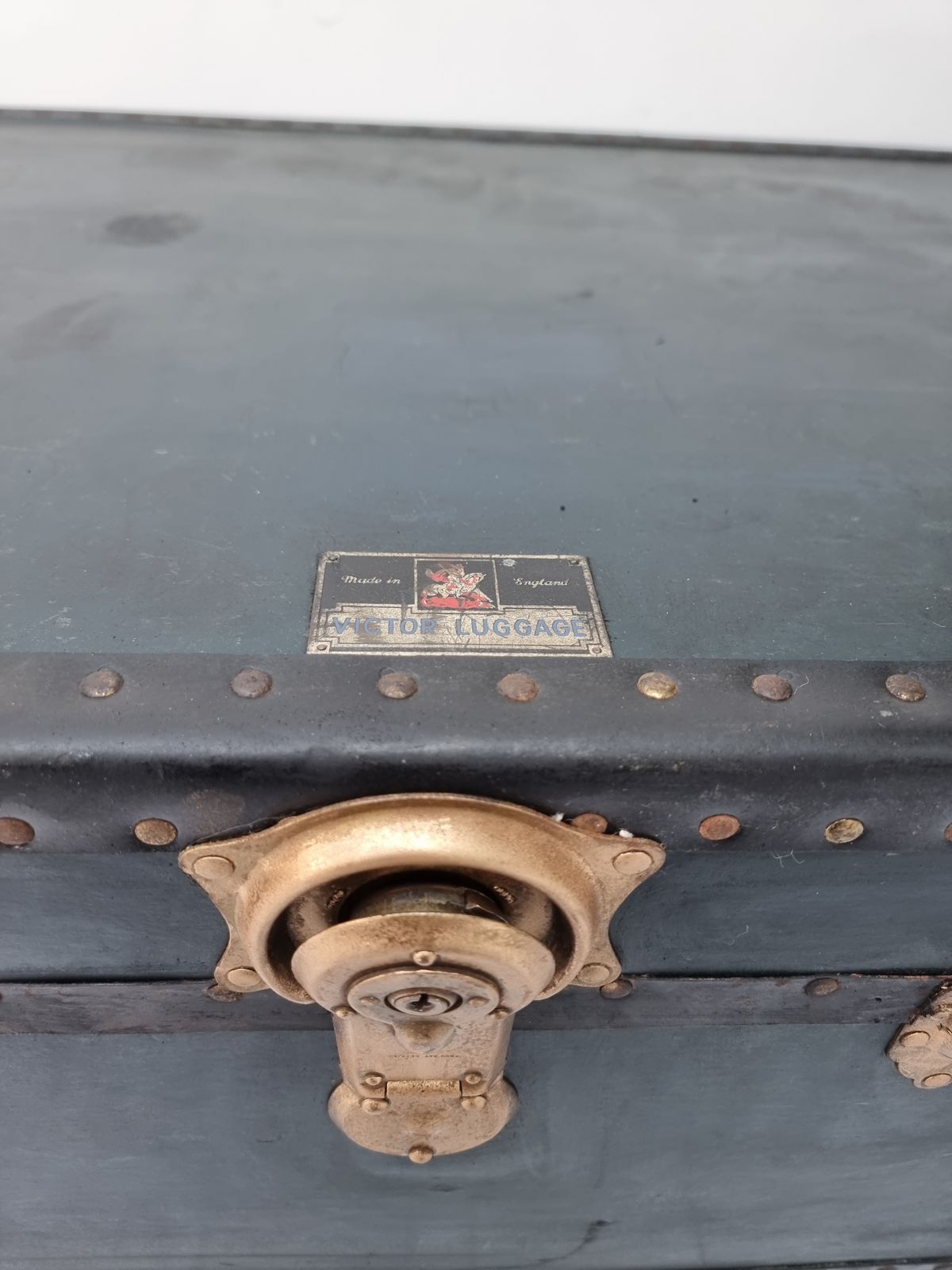 photo furniture Antique Victor Luggage Travel Steamer Cabin Trunk  1910s