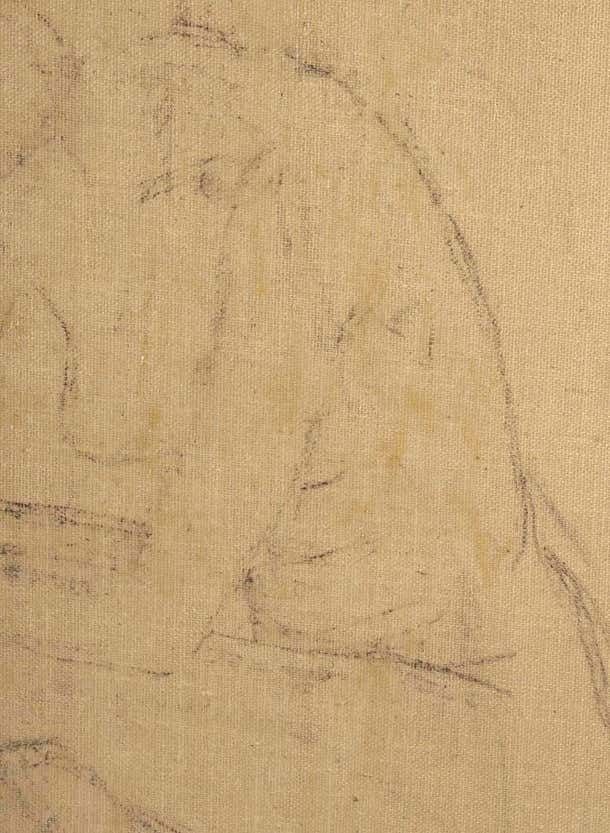Large Drawing On Canvas By Evelyne Luez, Depicting A Young Woman Wearing A Hat. photo for sale