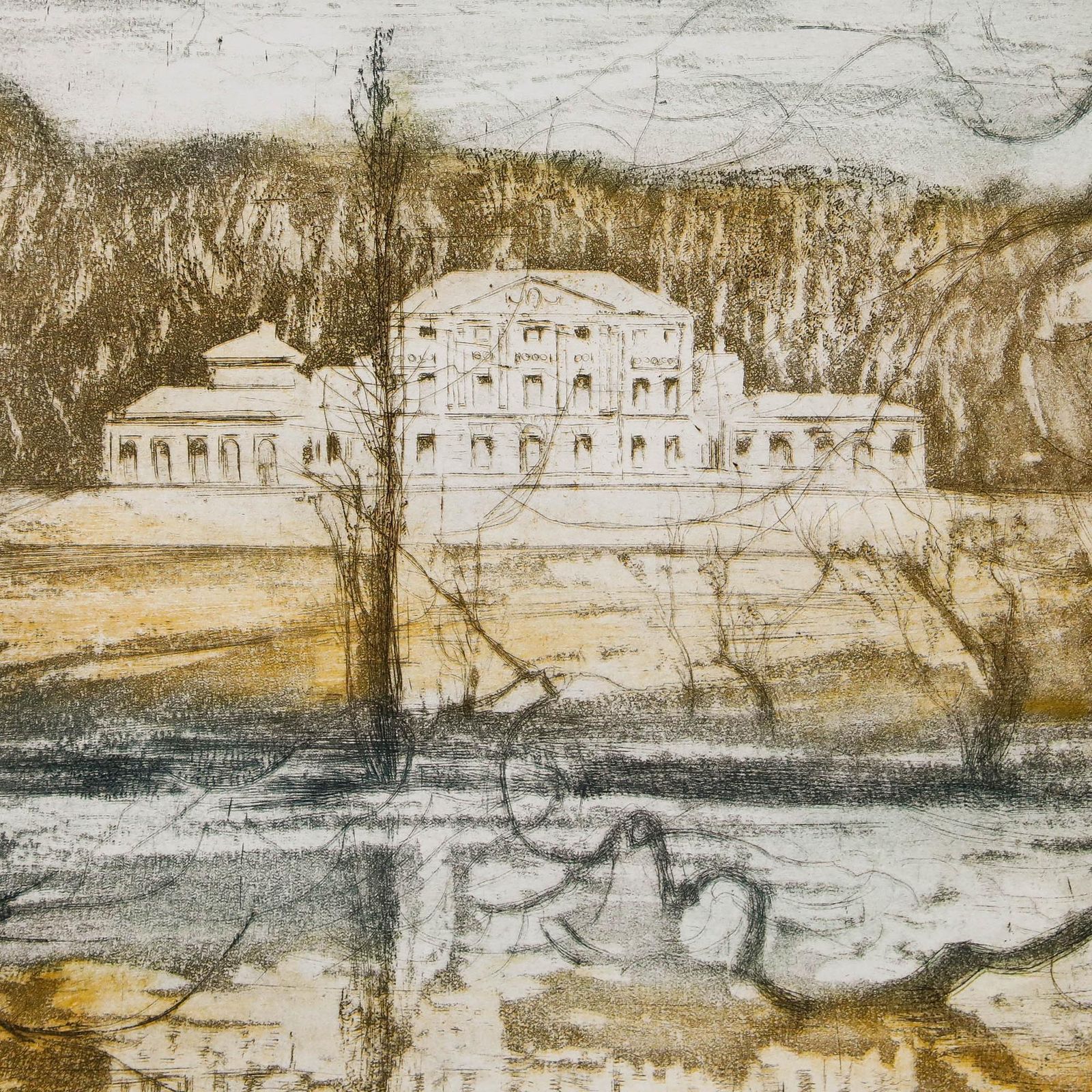 Pat Mallinson (1930 2008)   Contemporary Etching, Kenwood In Winter photo Art
