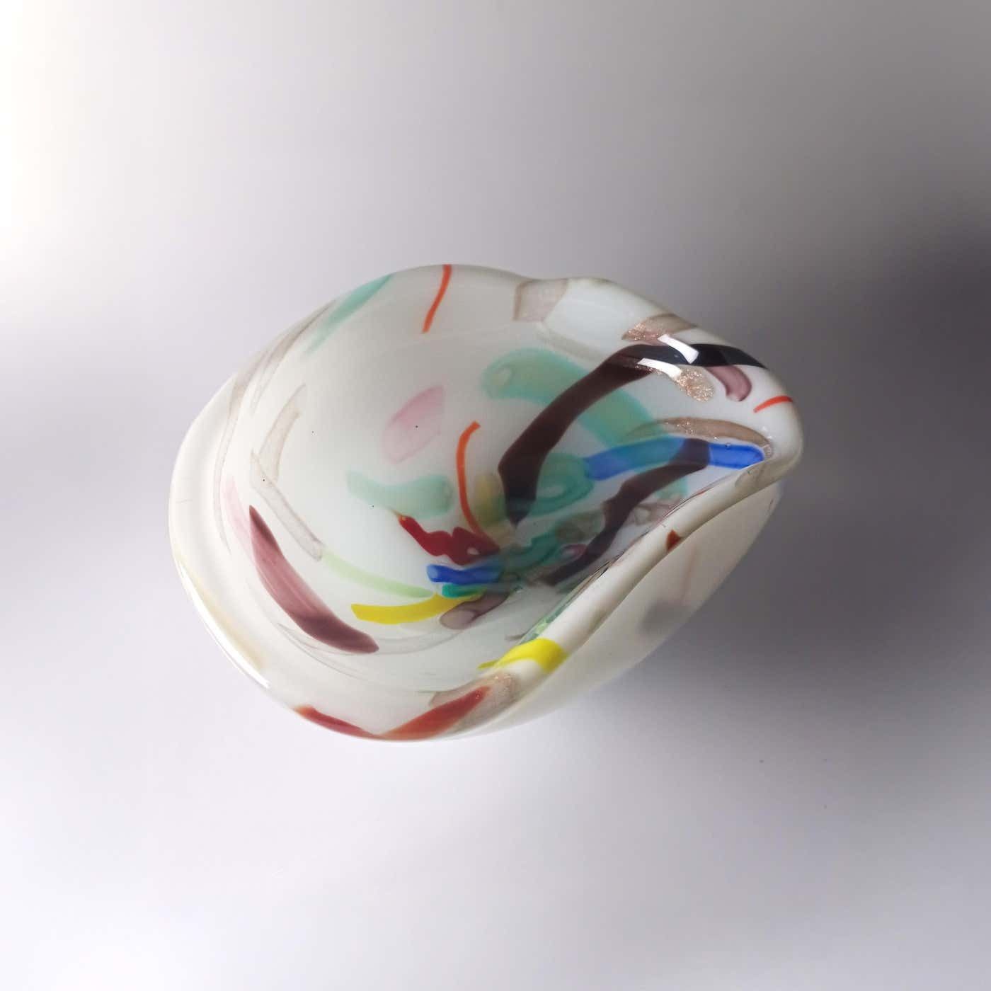 Murano Lattimo And Aventurine Glass Bowl Attributed To Fratelli Toso, 1960s photo buy