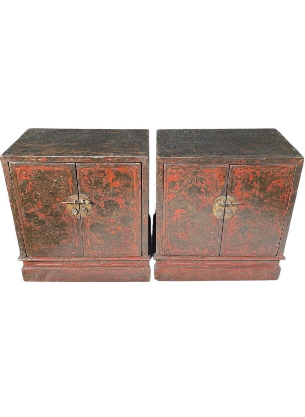 Pair Of Antique 19thc Chinoiserie Lacquered Side Cabinets photo 2200.0