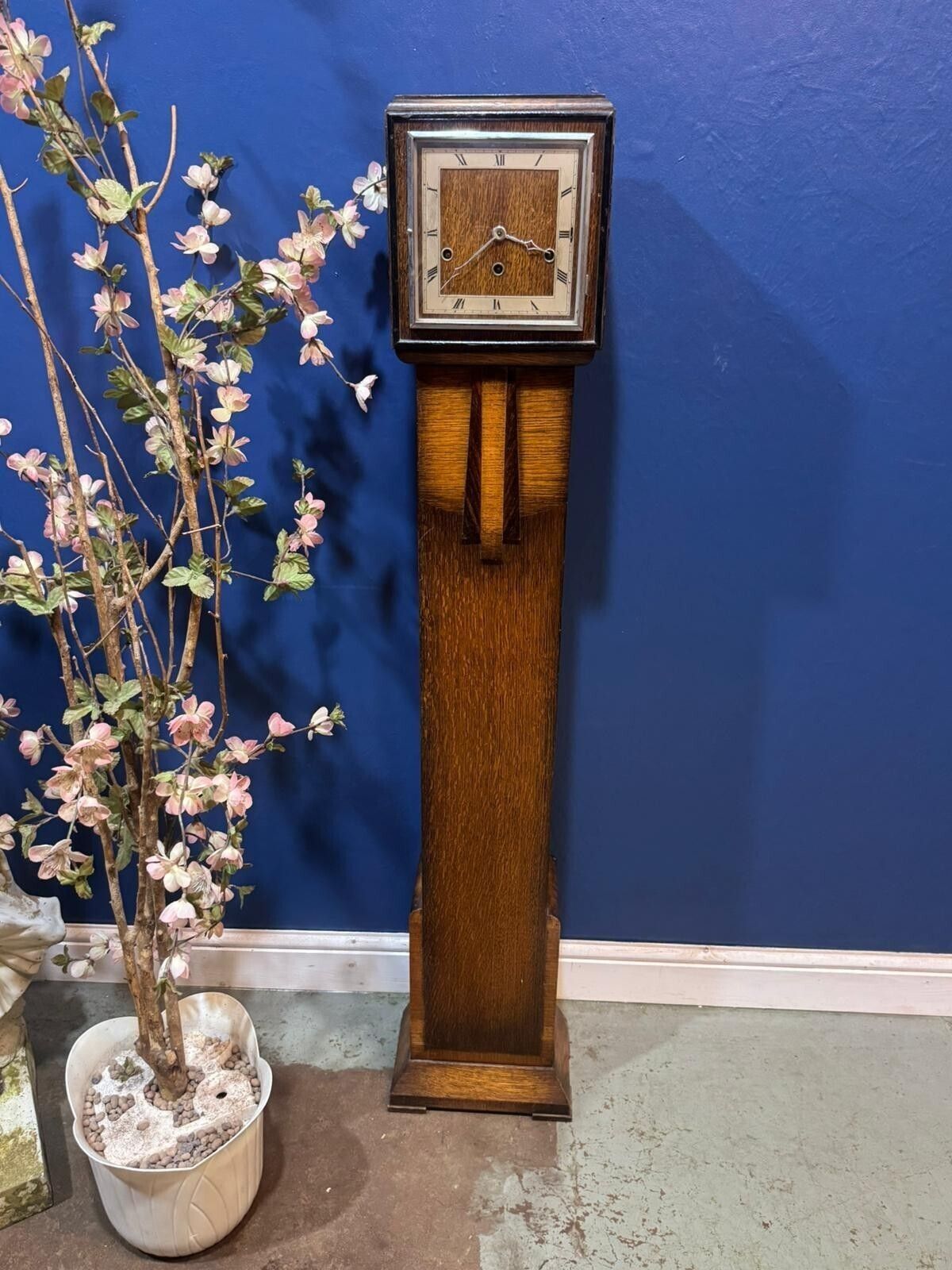 Antique Art Deco Grandmother Clock Granddaughter Long Case Vintage Working. photo furniture