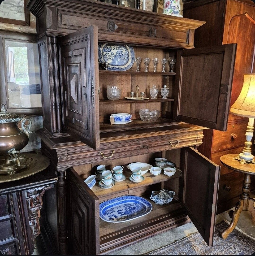 A Handsome Provincial French Oak Circa 1880 Geometric Sideboard Larder Cupboard