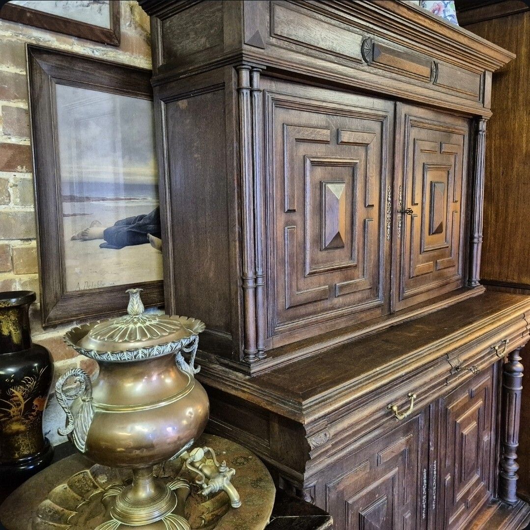 A Handsome Provincial French Oak Circa 1880 Geometric Sideboard Larder Cupboard photo 489.0