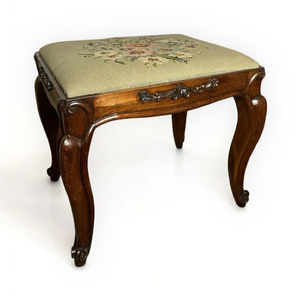 Decorative 19th Century Rosewood Stool With Intricate Carved Detailing