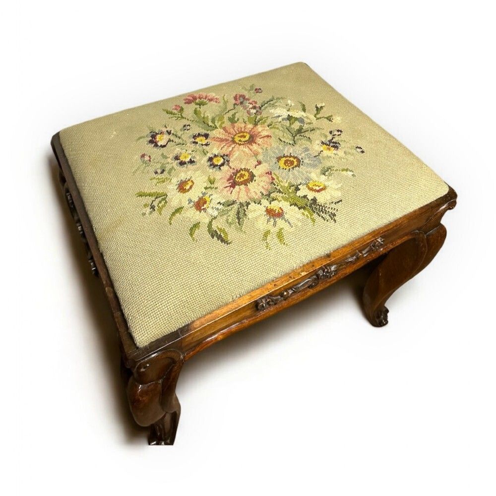 Decorative 19th Century Rosewood Stool With Intricate Carved Detailing photo for sale