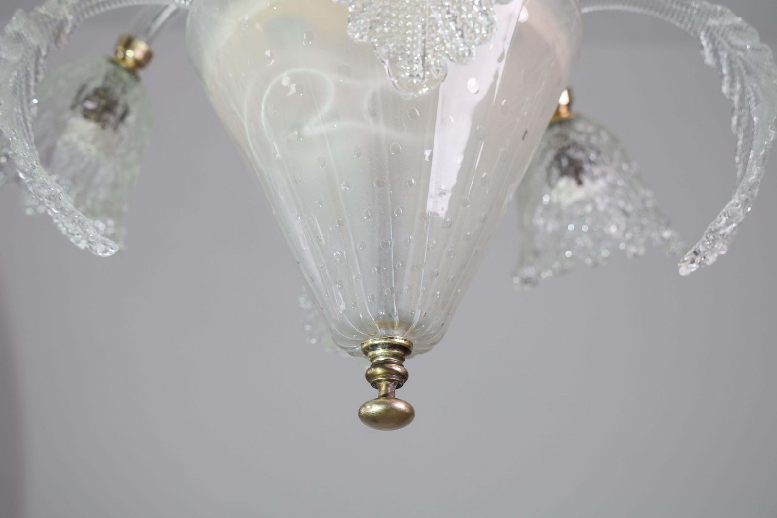 photo for sale Italian Art Deco Chandelier By Barovier & Toso "Bubble" Murano Glass, 1940s