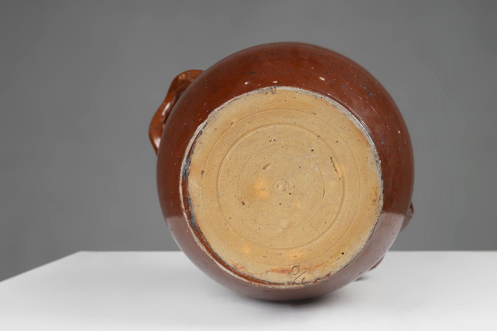 photo for sale Large Glazed Brown Ceramic Pot, Belgium, 1800s
