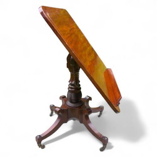 Early 19th Century Mahogany Music Table With Brass Inlay photo Furniture