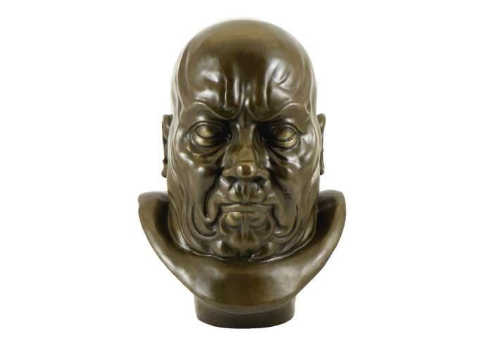 Neoclassical Bronze Character Dead Bust, Dark Patina, 18th Century Style photo furniture
