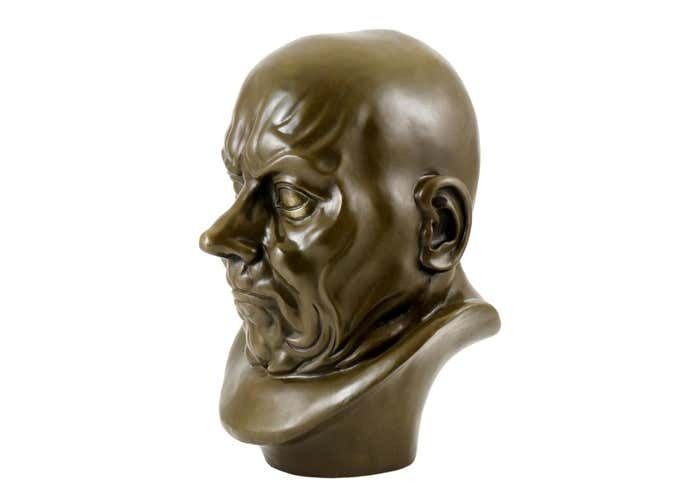 Neoclassical Bronze Character Dead Bust, Dark Patina, 18th Century Style photo 2534.0
