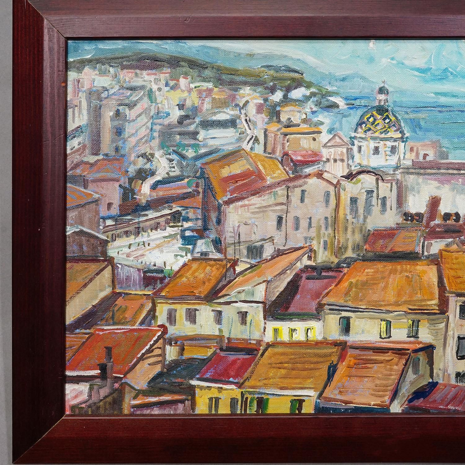 Alexander Michael, Olieverfschilderij Van Een Zuid Italiaanse Kustplaats, 1978 photo 529.0