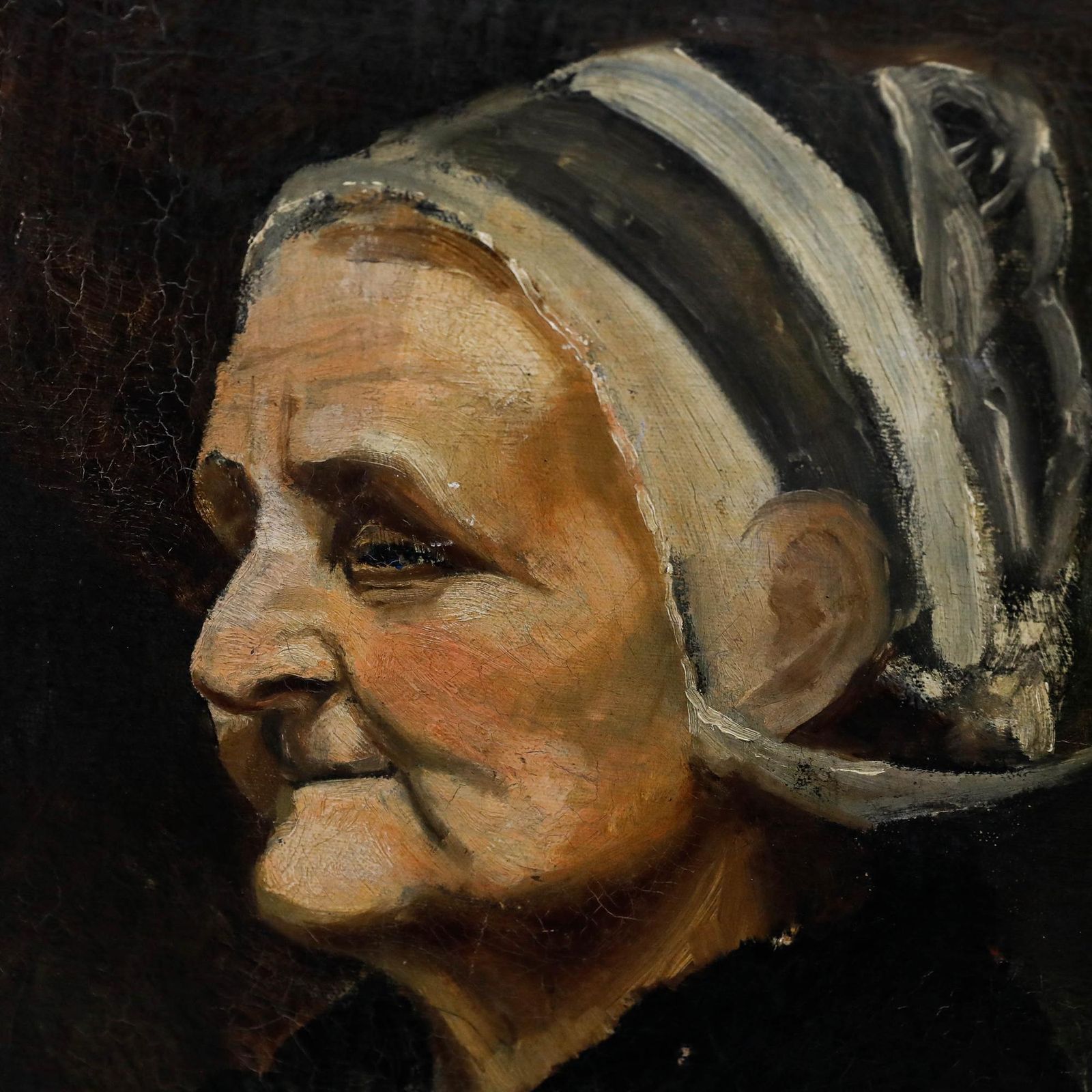 Framed Early 20th Century Oil   Portrait Of An Elderly Lady photo Art