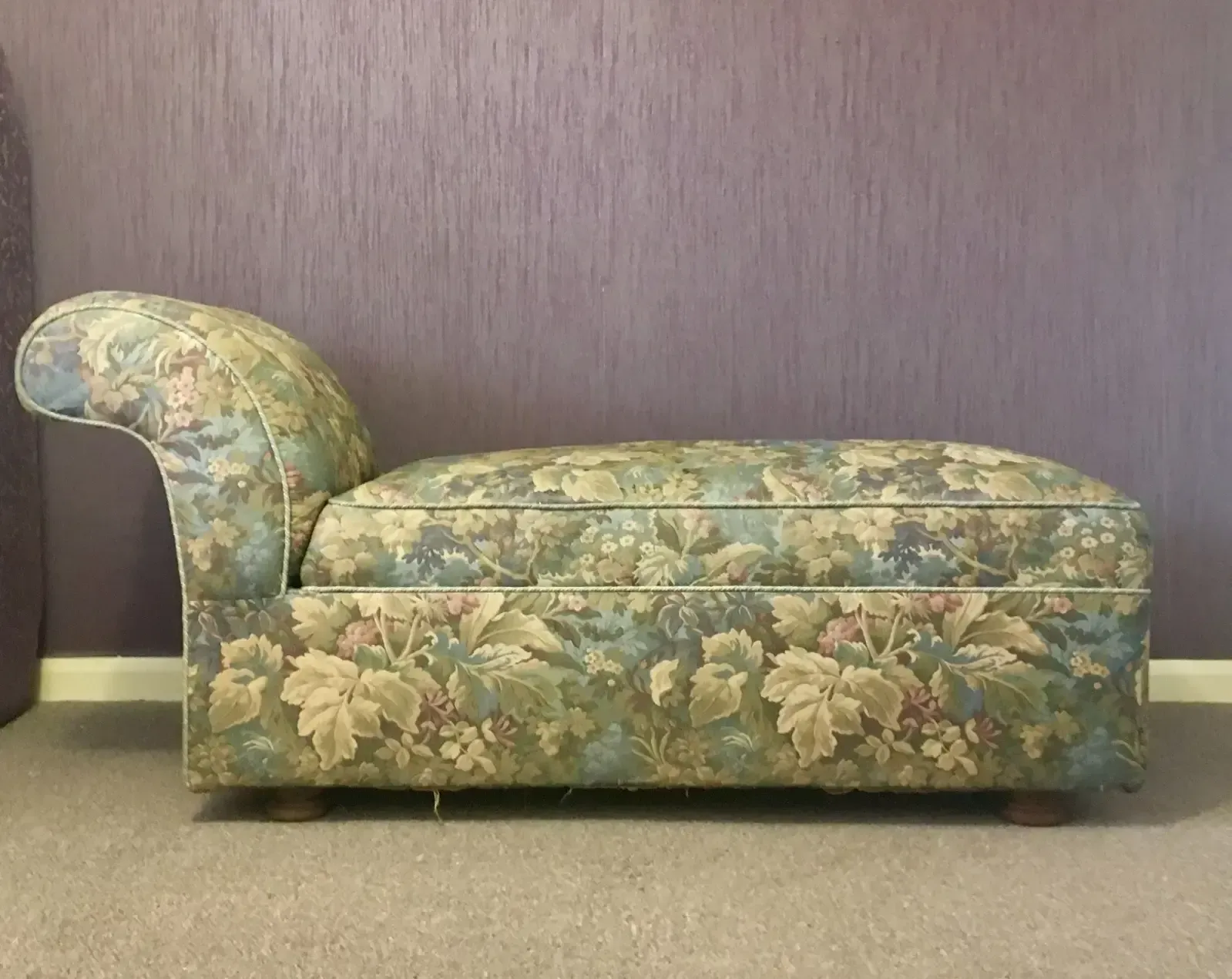 Antique Victorian Sprung Daybed Storage Chaise Ottoman In Woven Jacquard Brocade photo furniture
